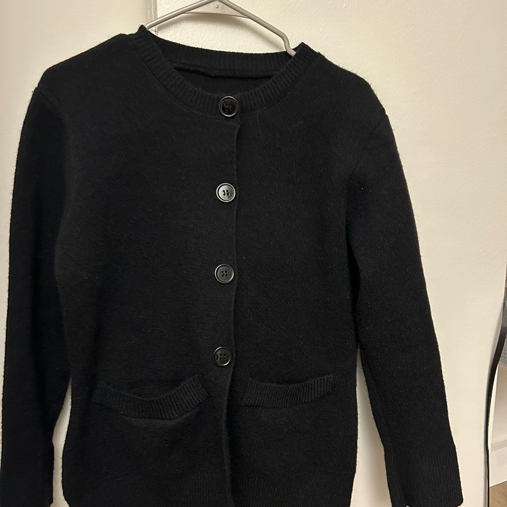 Classic Black Button-Up Cardigan